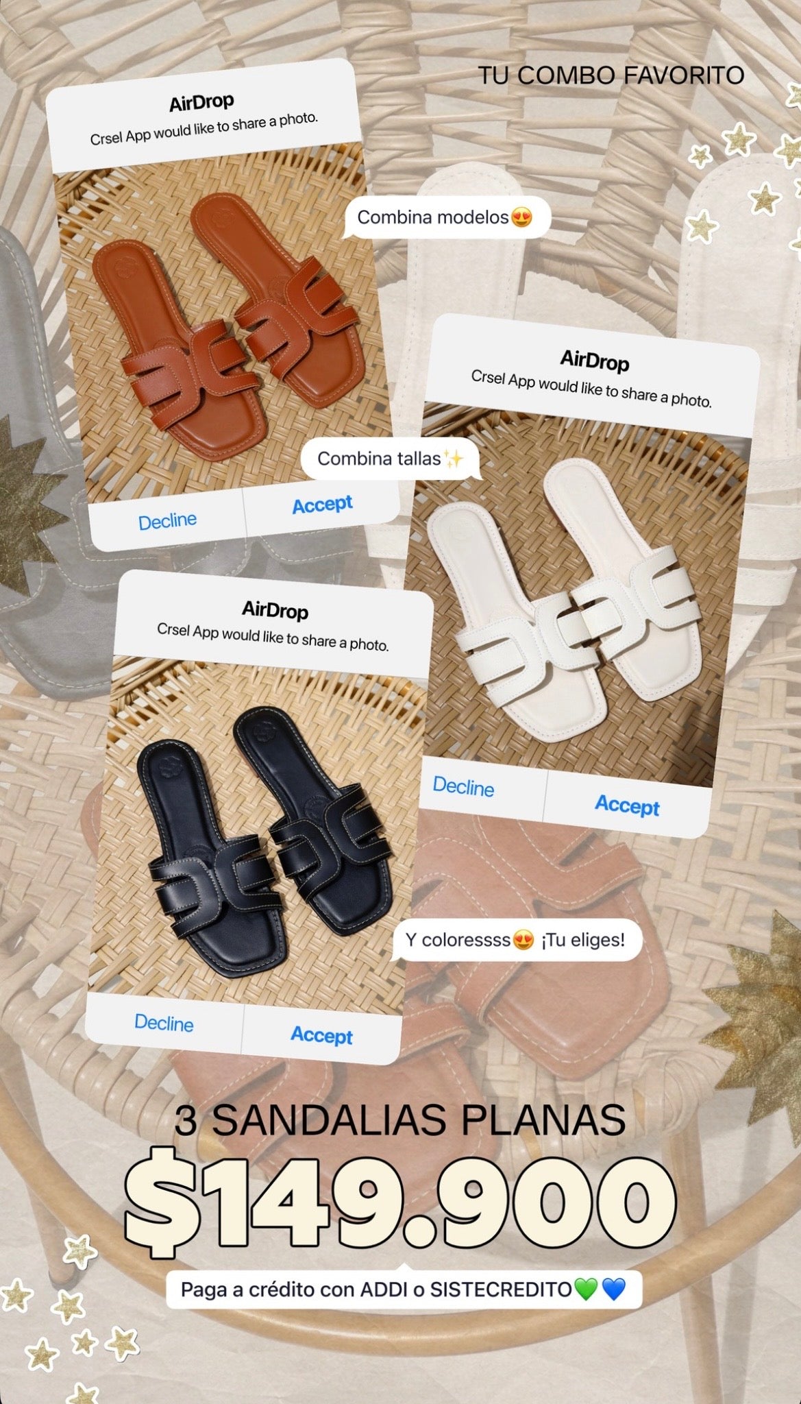 3 Sandalias Planas